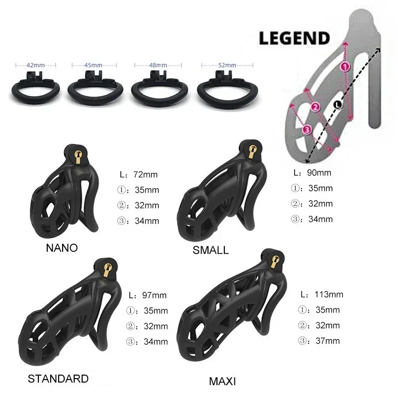 Penis Chastity Cage Chastity Lock Sex Toy Penis Cock Ring Male Penis Lock Chastity Cage with Lock Resin Breathable Penis Fetish Restrain