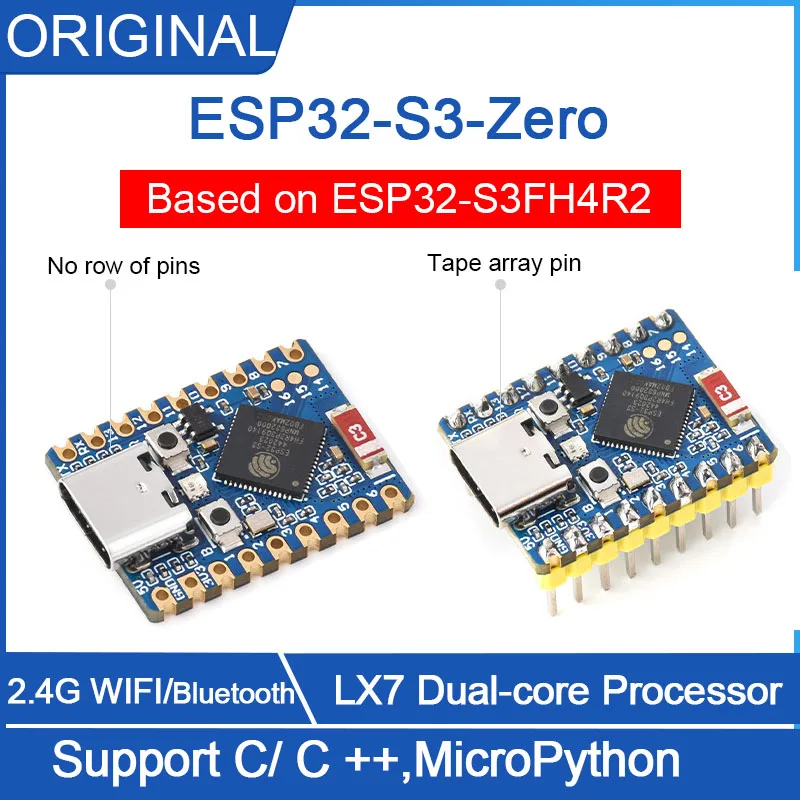 

ESP32-S3-Zero Mini Development Board Module Dual Core Processor 240MHz Operating Frequency WiFi and Bluetooth 5 Built-in 512KB S