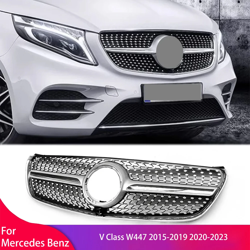 

Diamond Style Front Bumper Grille for Mercedes Benz V Class W447 2015-2019 2020-2023 Hood Tuning Racing Grill Replace Accessorie