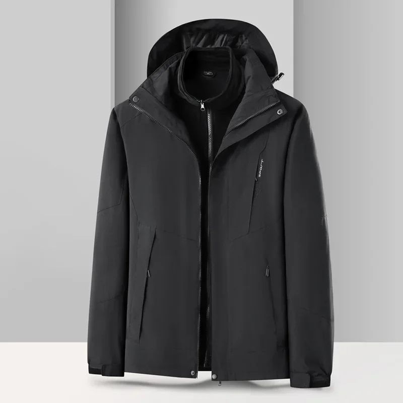 Three-in-one Fleece-lined Thickened Jacket Windproof Waterproof Couple's Clothing Removable Inner Layer Breathable Outdoor Gear