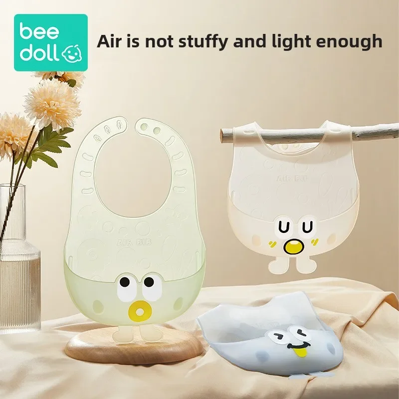 Baby eating bib silicone waterproof baby bib children's complementary food rice pocket saliva anti-dirty super soft pocket