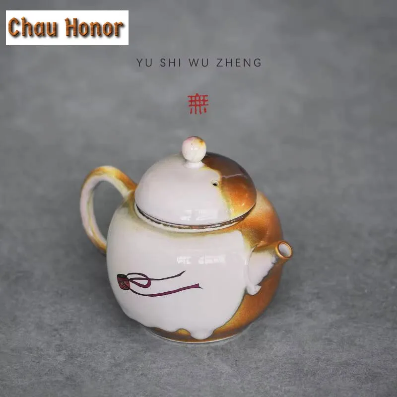 Chinese Dunhuang Apsaras Tea Set Complete Set Zen Hand Grasp Pot Tea Ceremony Set Tea Brewing 1 Pot 3 Cups Set Tea Items Gift