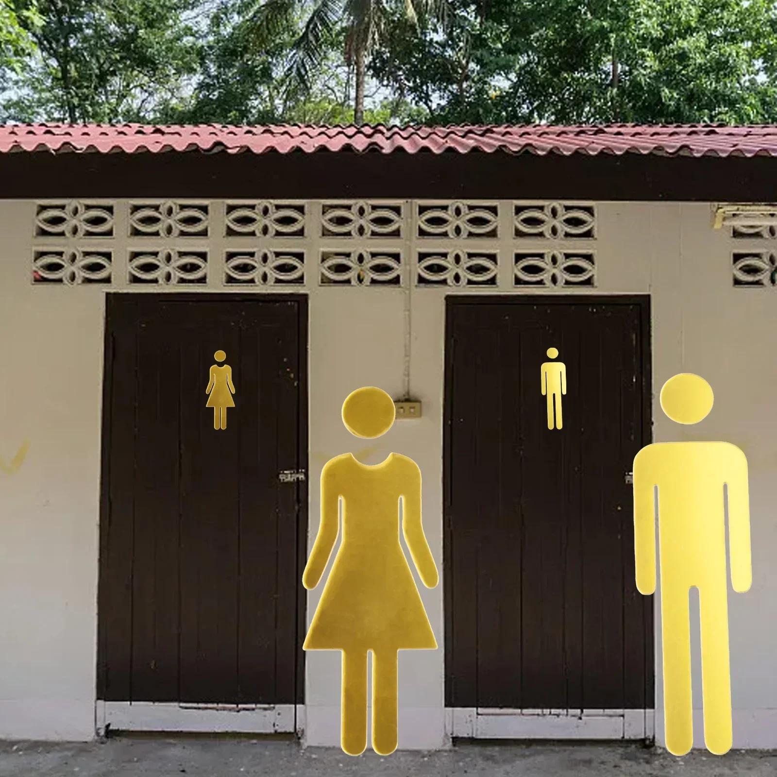 Toilet Stickers 3D Acrylic Toilet WC Signage Self-Adhesive Acrylic Men&Woman WC Door Sign Washroom Signage Sticker