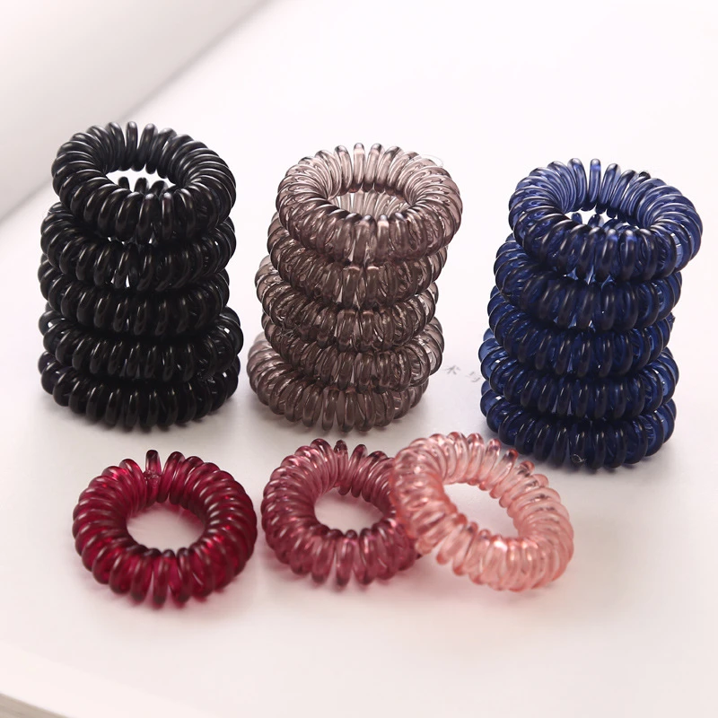 hairclips 10 Pcs/Lot Telephone Wire Elastic Hair Bands Small Transparent Rubber Bands for Women Ponytail Holder Hair Ties Hair Accessories head scarf bandana