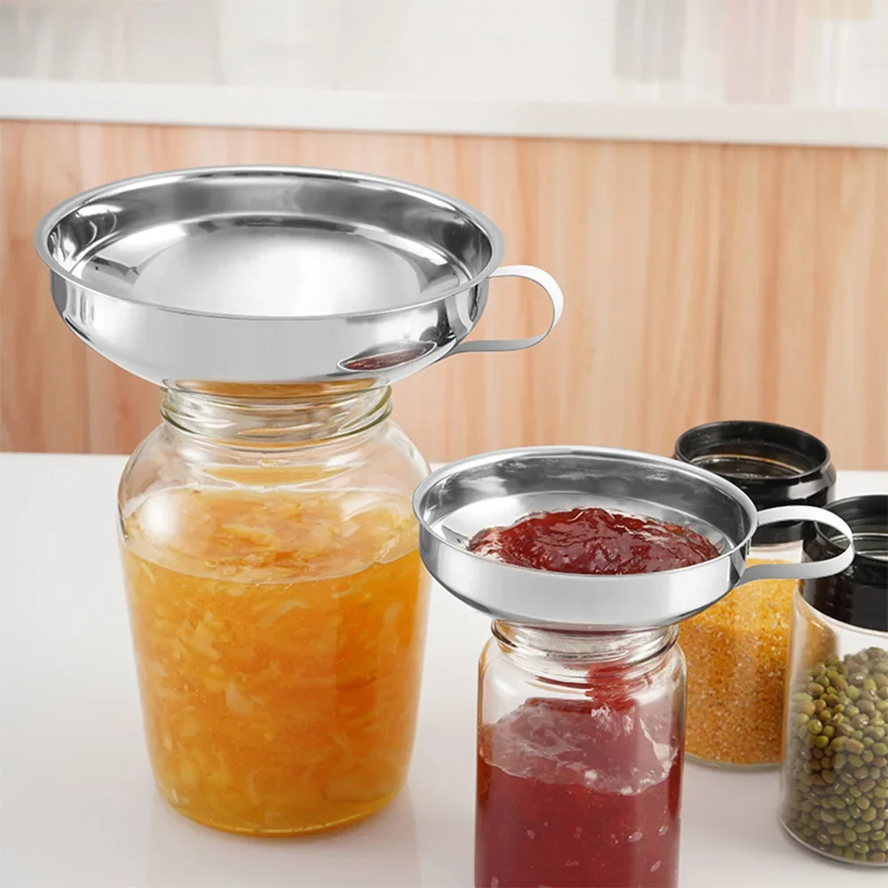 2 Size Stainless Steel Wide Mouth Canning Funnel 4
