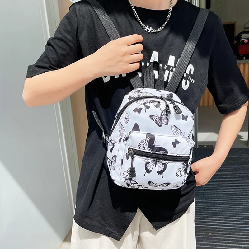 

Женский мини-рюкзак Y2K с узором бабочки, нейлоновый водонепроницаемый рюкзак, женская сумка для покупок, сумки, школьная сумка для девочек-подростков