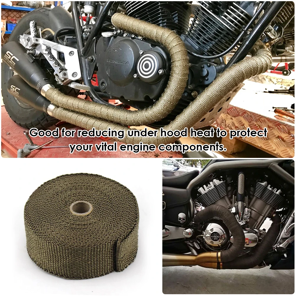5m Roll Fiberglass Heat Shield With 4 Ties Kit Car Motorcycle Exhaust Thermal Tape Header Pipe