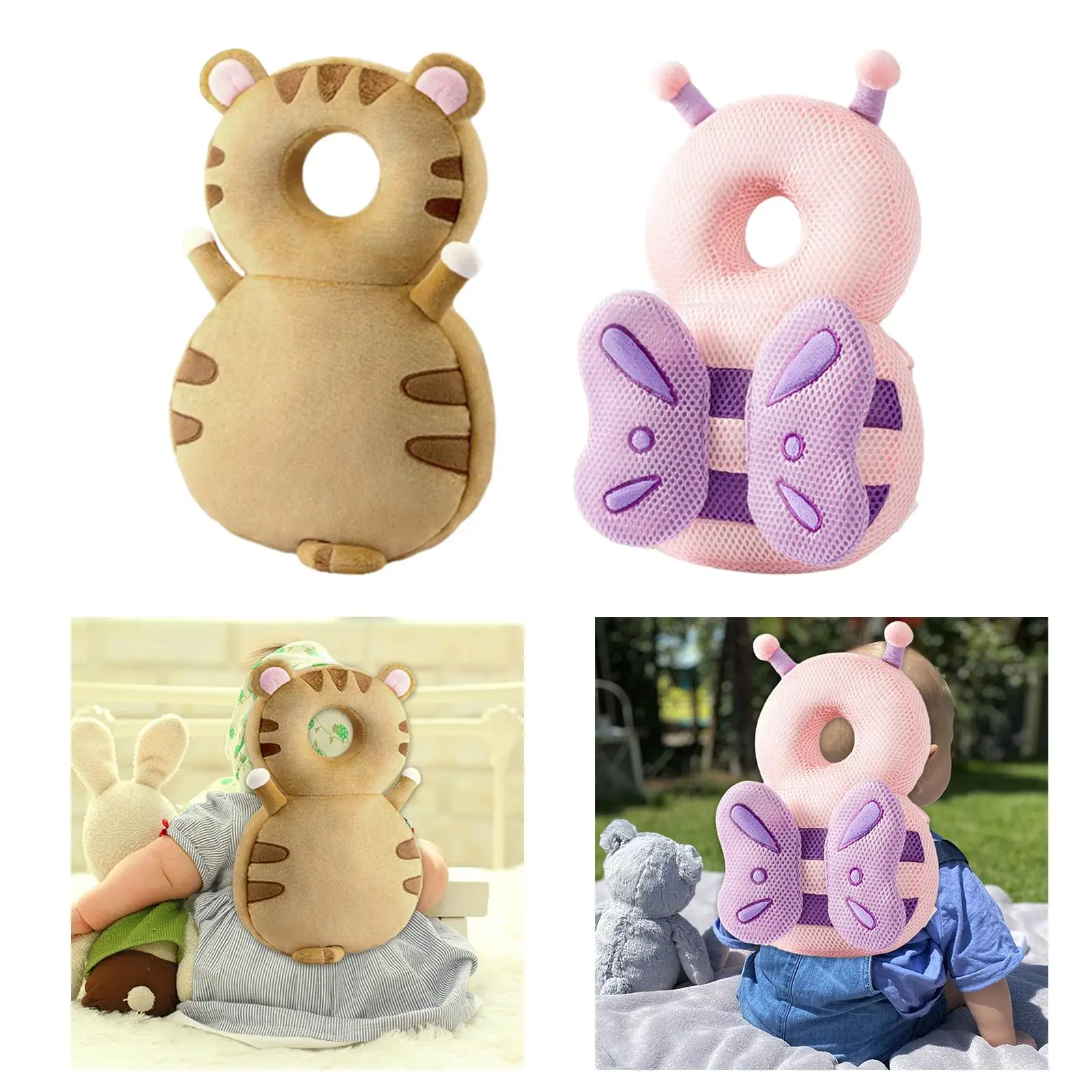 Baby Walker Head Protector Cute Soft Portable Animal Shape Backpack Wear Baby Head Protector for Walking Crawling Infant Kids