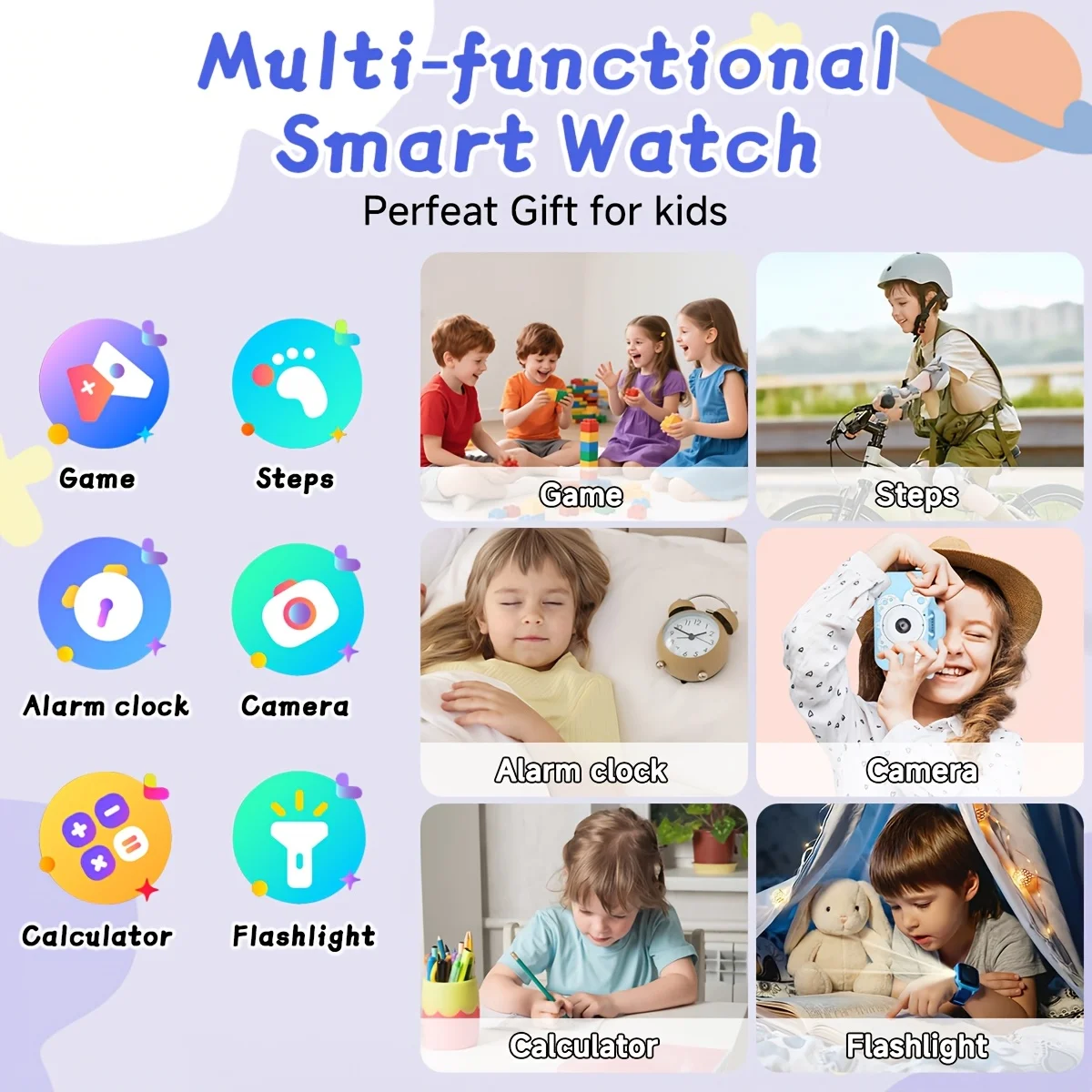 2026 New LAXASFIT Kids Camera Smartwatch 18 Games Large Battery LED Flashlight Sleep Monitor Alarm Clock Gift For Boys Girls 2