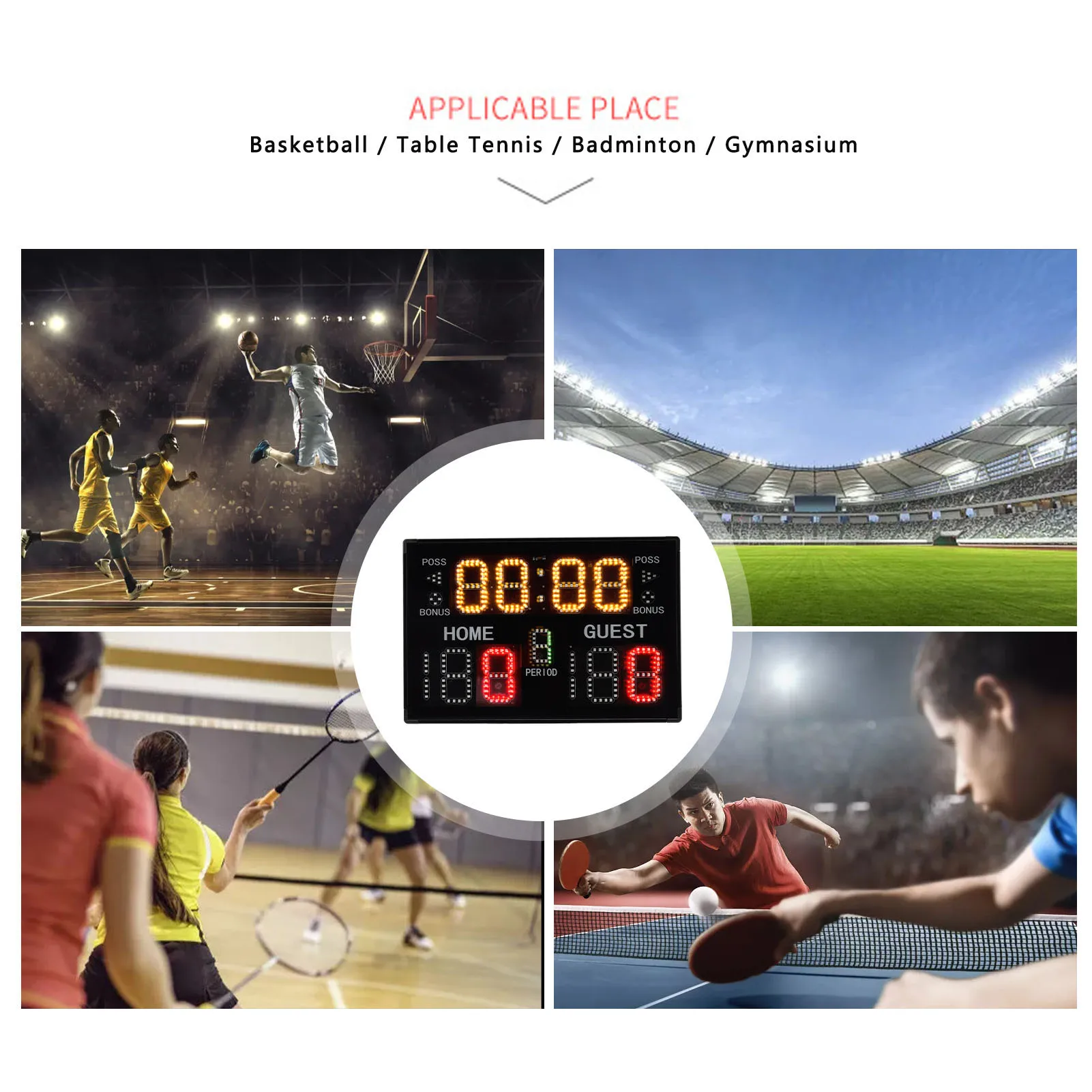 Sports Scoreboard Indoor Tabletop Electronic 11 Digit LED Multisport for Match Training GA30B Basketball Court Equipment