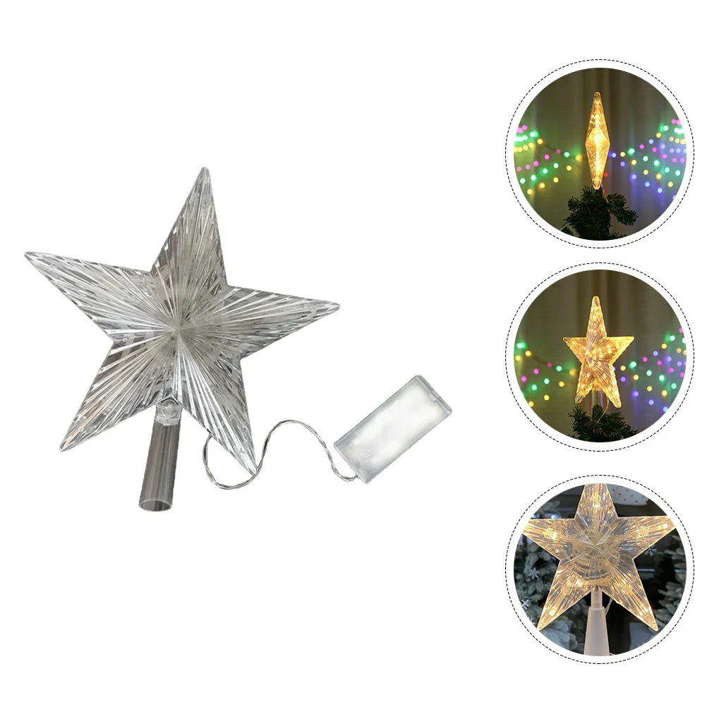 

Lighted Christmas Tree Topper Star Clear Xmas Tree Topper Light 3D Sparkling Star Treetop Christmas Decoration Warm for Xmas