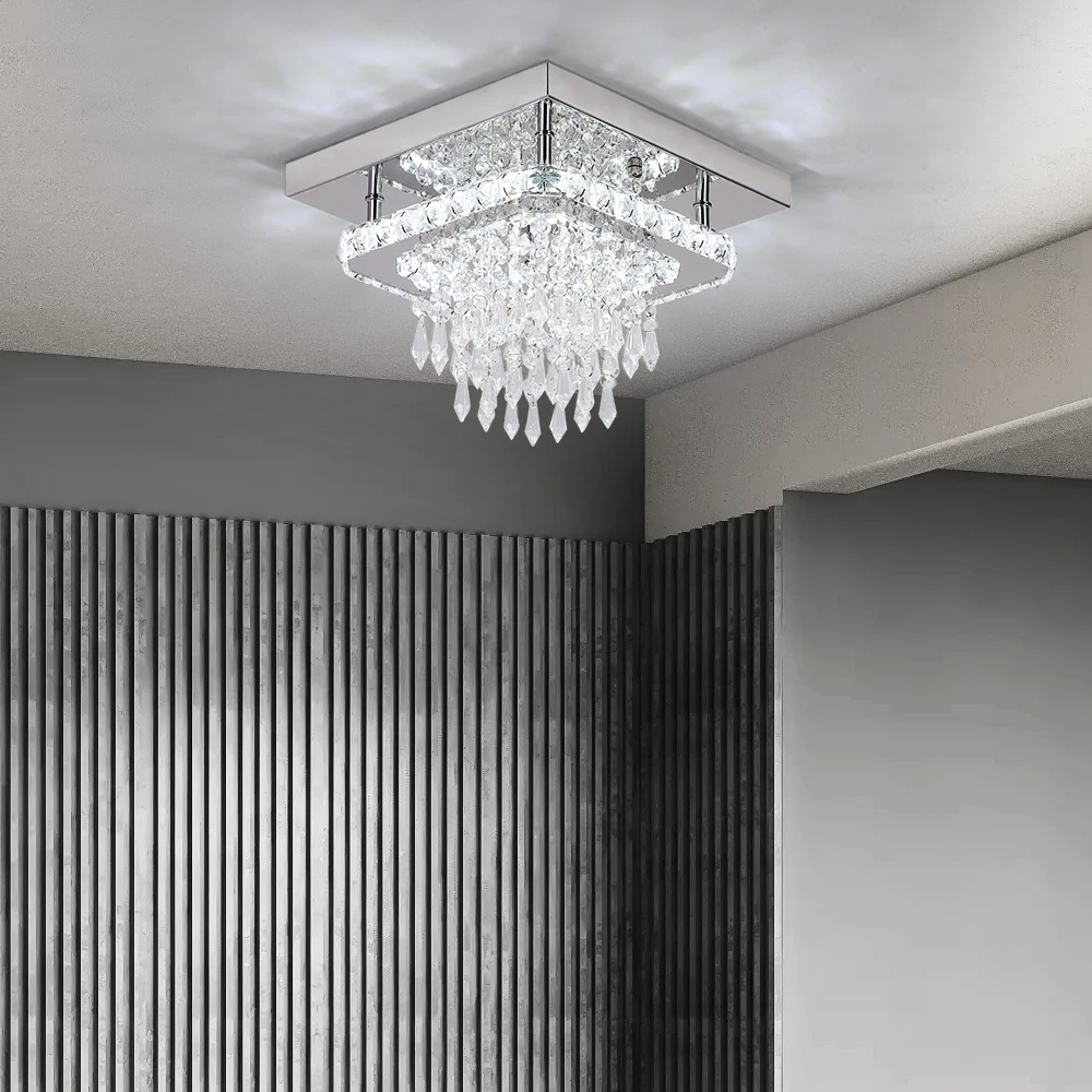 Modern Led Chandelier K9 Crystal Ceiling Lamp Fixture Bedroom Living Dining Room Pendant Light Lustres Home Decor Plafonnier Lum