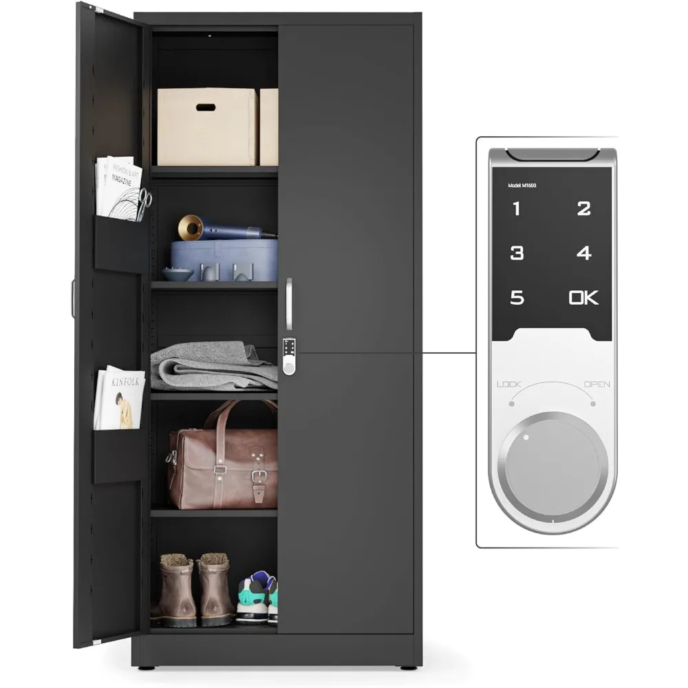 

Metal Storage Cabinet with Digital Lock | Garage Storage Cabinet | 71" Lockable Office Cabinet | Utility Metal File Cabinets