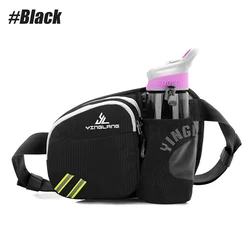 Versatile Fanny Pack with Water Bottle Holder - Multi - Pocket, Large Capacity Waist Bag for Travel, Running, and Hiking (Black)