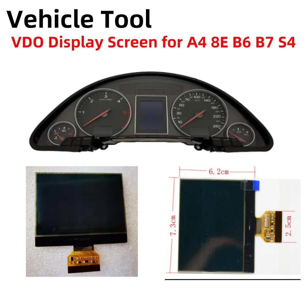 VDO LCD Display for Audi A4 B6 B7 Instrument Cluster Speedometer Screen with Short Ribbon