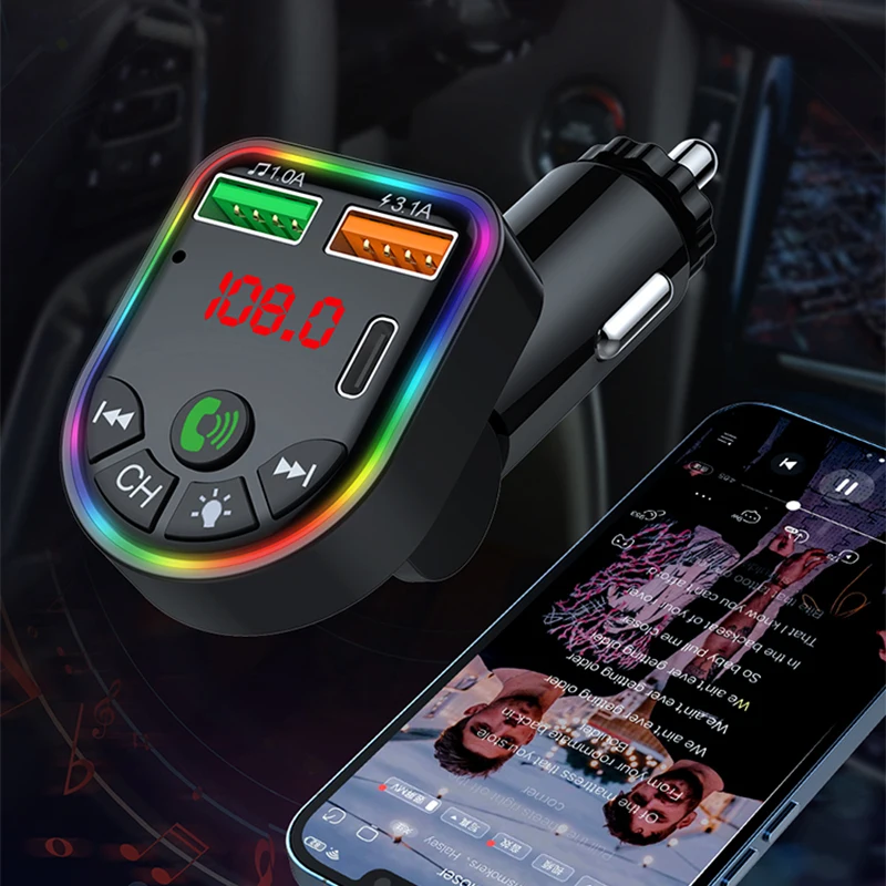 FM Transmitter Bluetooth Audio Adapter Car MP3 Player Bluetooth Music Player Car Bluetooth Adapter Type-C Dual USB Car Charger MP3 Music Player 5.3 FM Transmitter Handsfree Calling Audio Adapter