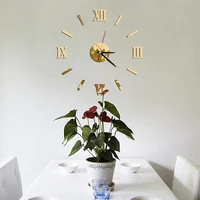Roman Numerals Frameless Large Acrylic Mirror Surface 3D DIY Wall Clock Home Living Room Office School Wall Decor Clock Sticker 2