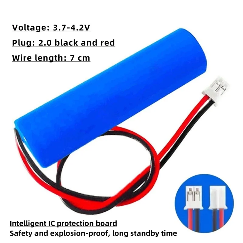 PH2.0 plug 18650 lithium ion rechargeable battery 3.7V 3000mAh with PCB for speakers radios headlights toys etc. 4.2V