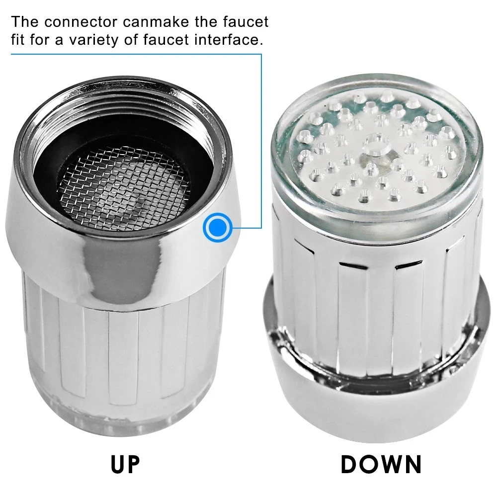 VEHHE LED Water Faucet Aerator Temperature Control 3 Color Lights Waterfall Glow Shower Stream Tap Kitchen Bathroom Accessory faucet aerator faucet light