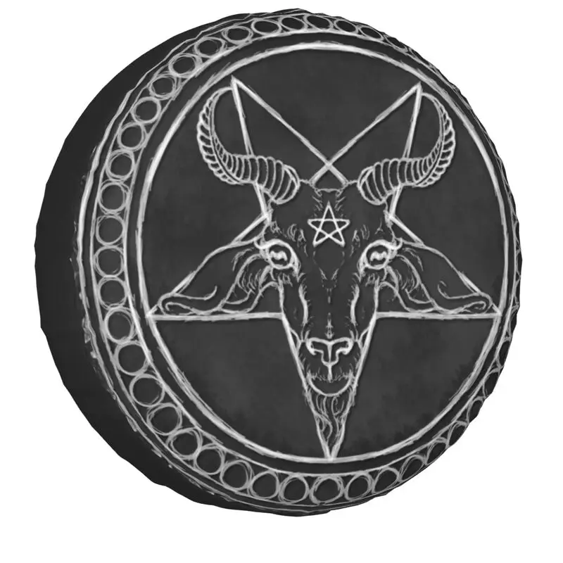 Satan Baphomet Goat Spare Wheel Tire Cover for Mitsubishi Pajero Satanic  Pentagram Jeep RV SUV Trailer Vehicle 14