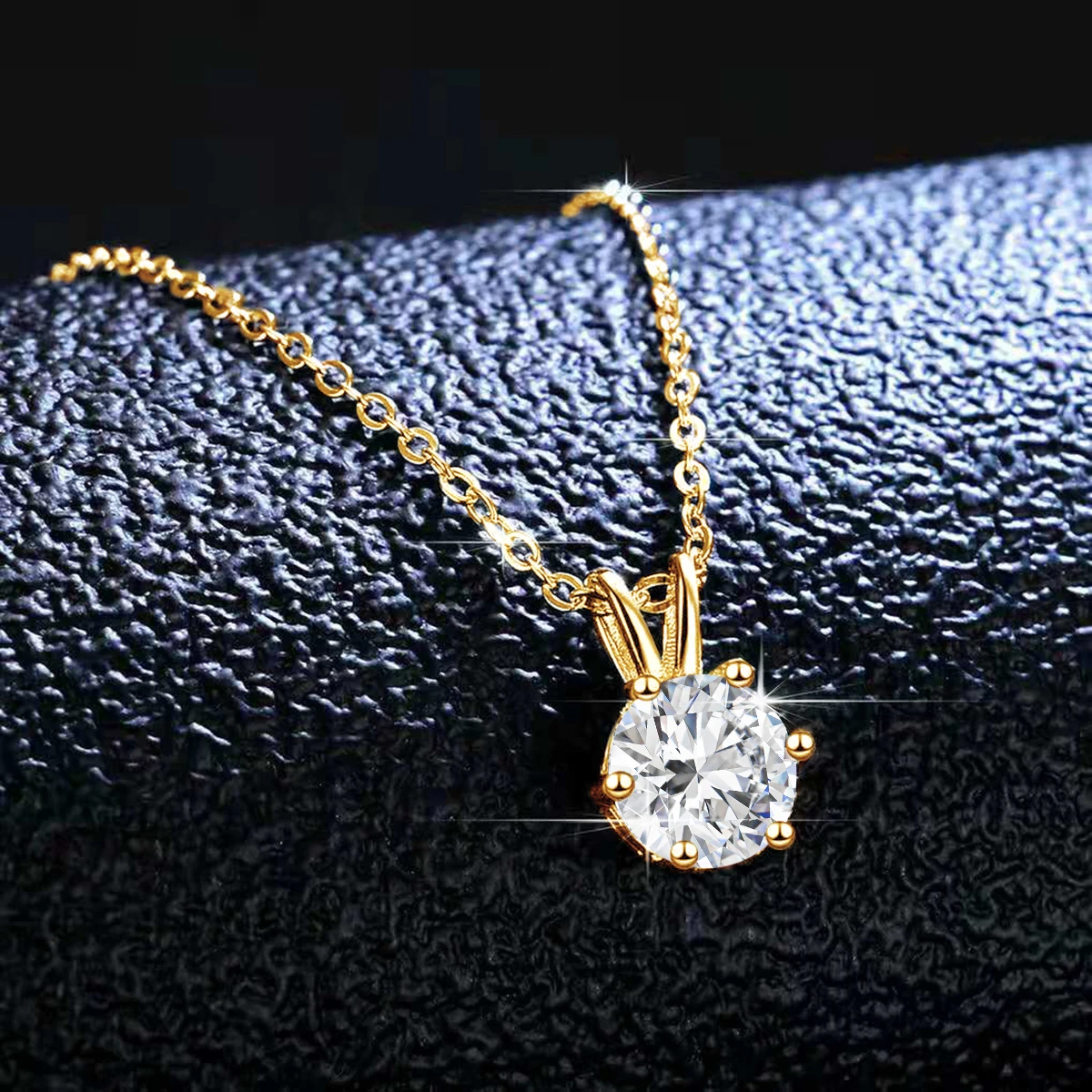 Genuine Classic 6-Claw Necklace Real 14K Gold 1ct 2ct 3ct Moissanite Diamond Pendant for Woman Lovers' Wedding Bridal Jewelry 5