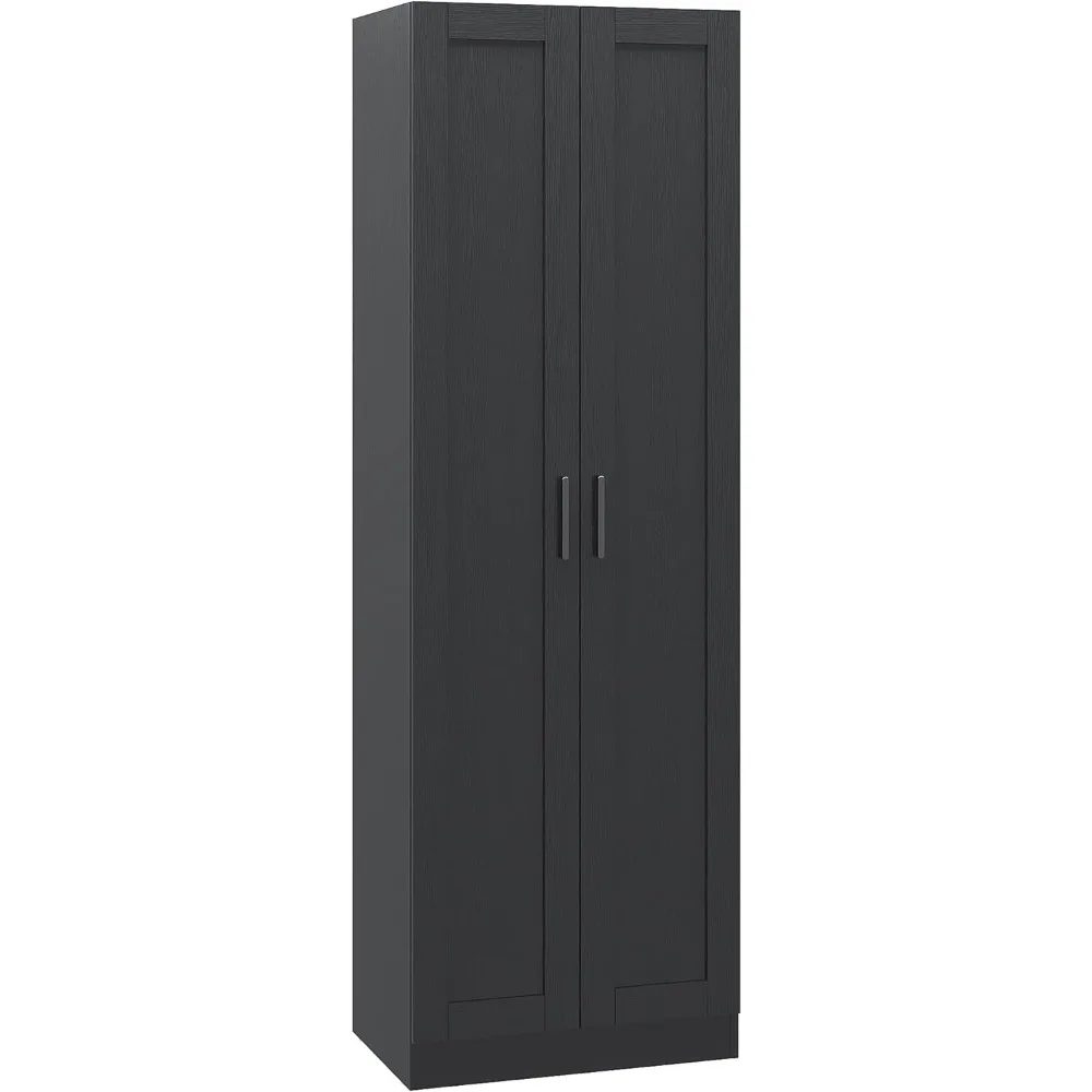 

Panana Wooden Tall Storage Cabinet, Collection Food Pantry Cabinet Narrow Cabinet Free Standing with 2 Doors and Shelves