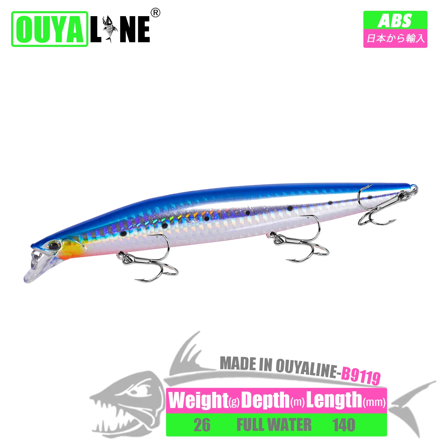 Leurre Noeby Poisson Nageur 14 Cm – 32g, Coulant, Couleur 07, Pour Mer Et Rivière