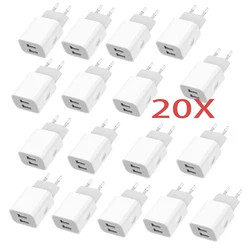 Dual - Port USB Charger with Intelligent Technology - 5V/2A 10W Power Adapter - 20pcs EU Plug