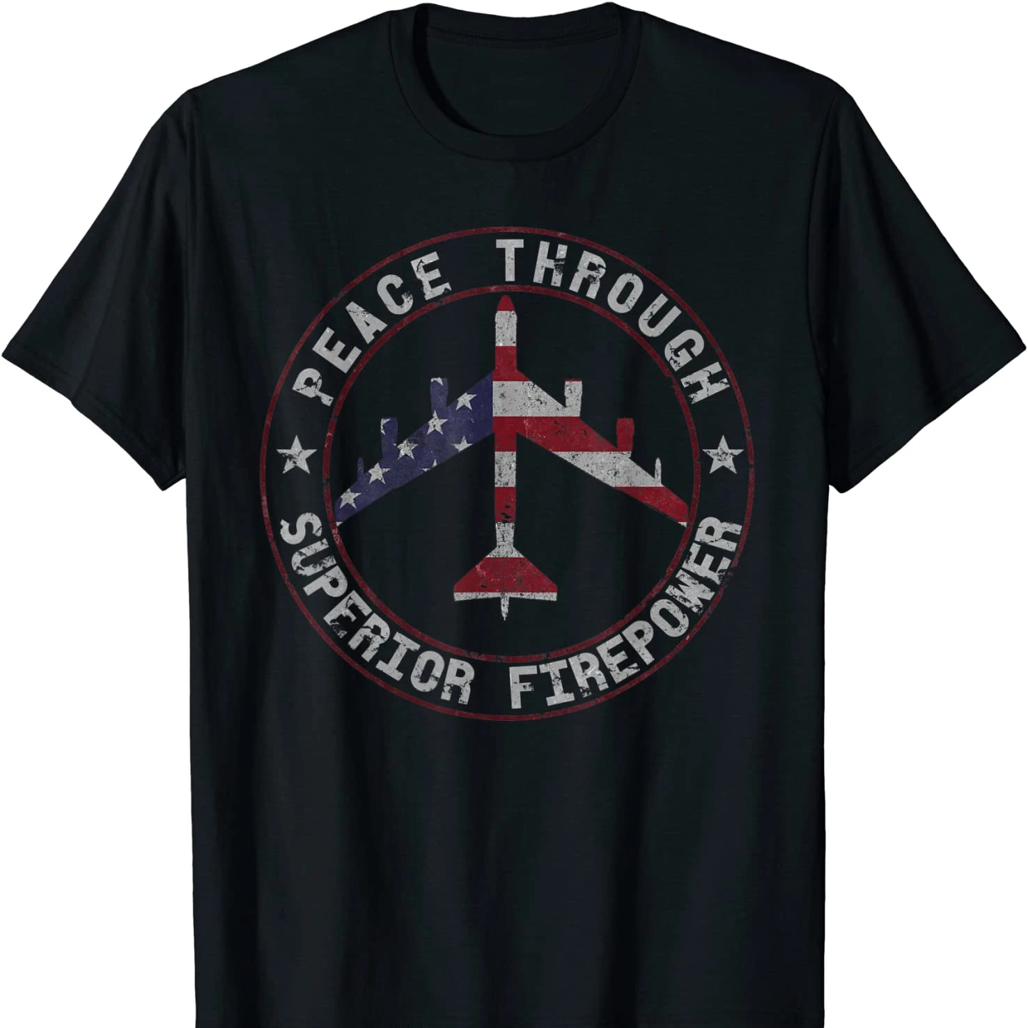 

Peace Through Superior Firepower B-52 Stratofortress Bomber T-Shirt New 100% Cotton O-Neck Short Sleeve Casual Mens T-shirt