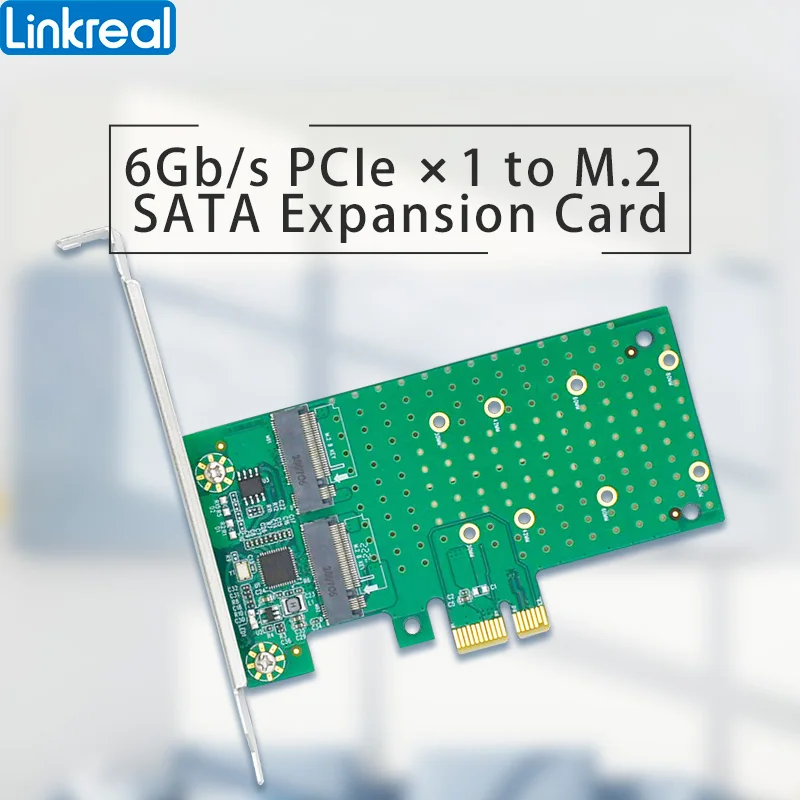 

Linkreal Dual PCIe 2.0 to M.2 SATA Host Bus Adapter with ASMedia1061 Chipset m2 sata adapter-LRST9661-2IT