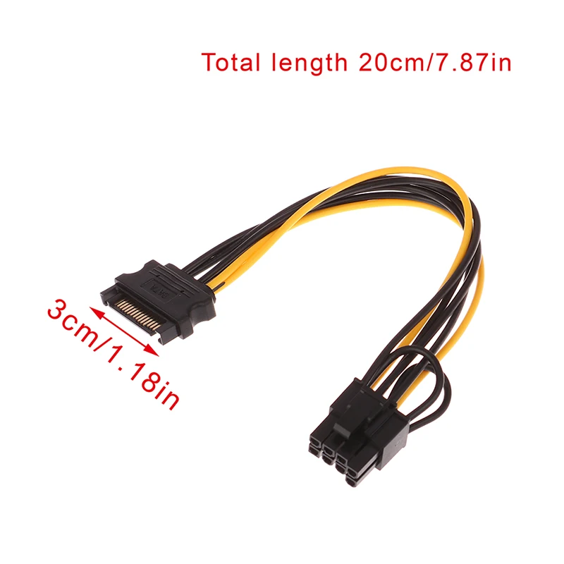 

Кабель питания PCI-E, 15pin SATA папа-8pin (6 + 2), 20 см, кабель преобразователя питания для видеокарты, 1 шт.