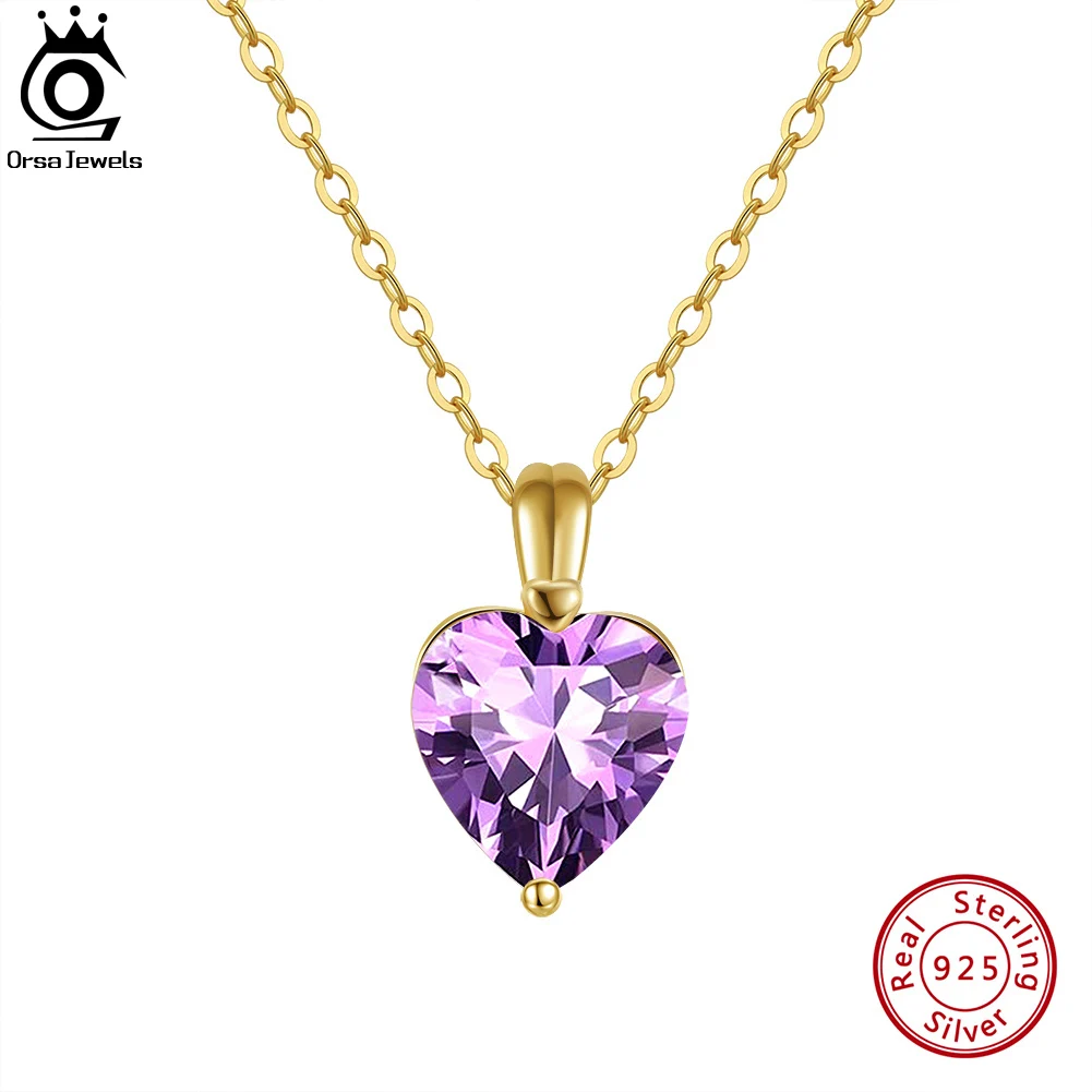 

ORSA JEWELS 100% Genuine Natural Gemstone Heart Pendant 925 Sterling Silver Necklace Gemstone Jewelry for Women and Girls GMN41