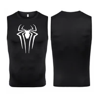 Spider Print Tank Tops for Men Athletic Quick Dry Sleeveless Compression Shirt Gym Workout Running Vest Baselayers Undershirts 1