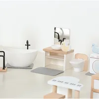 Wooden Play House Toy Set Mini Dollhouse Simulated Furniture Decoration Set Bedroom Kitchen Items Table And Chairs Accessorie 2
