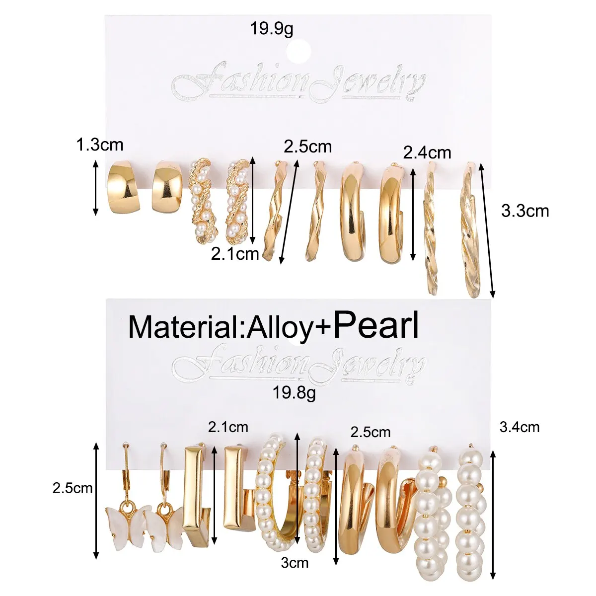 S927cf1ec8c104de385d9bab502bbe4e9C 10 Pairs of Women's Earrings set new Creative Type C Pearl Geometry Personality Fashion Temperament Earrings Mallzona