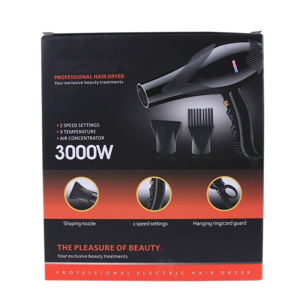 Professional Salon Hair Dryer Hot and Cold Wind 3000W Powerful 6 Gears 1-button Cooling Blower Dry  Quickly with 1 Nozzle 6