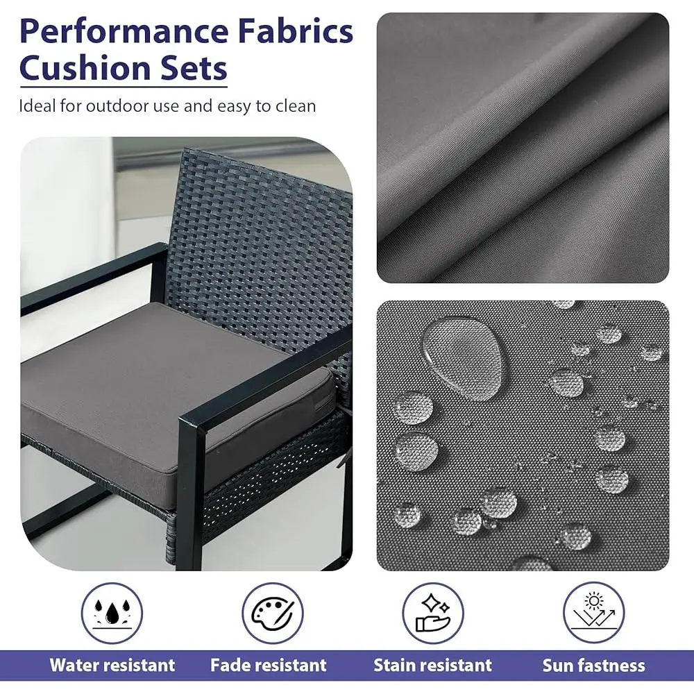 Outdoor Chair Cushions Set of 4 Waterproof Cushions Patio Furniture Seat Cushion with Ties Handle Eco-Friendly Thick Foam 4