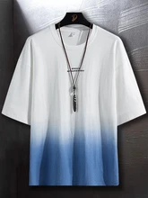  Gradient T Shirt Men Cotton Tshirt Streetwear Hip Hop Clothes Men Fashion Clothing Short Sleeve Shirts Crew Sweatshirt Summer 