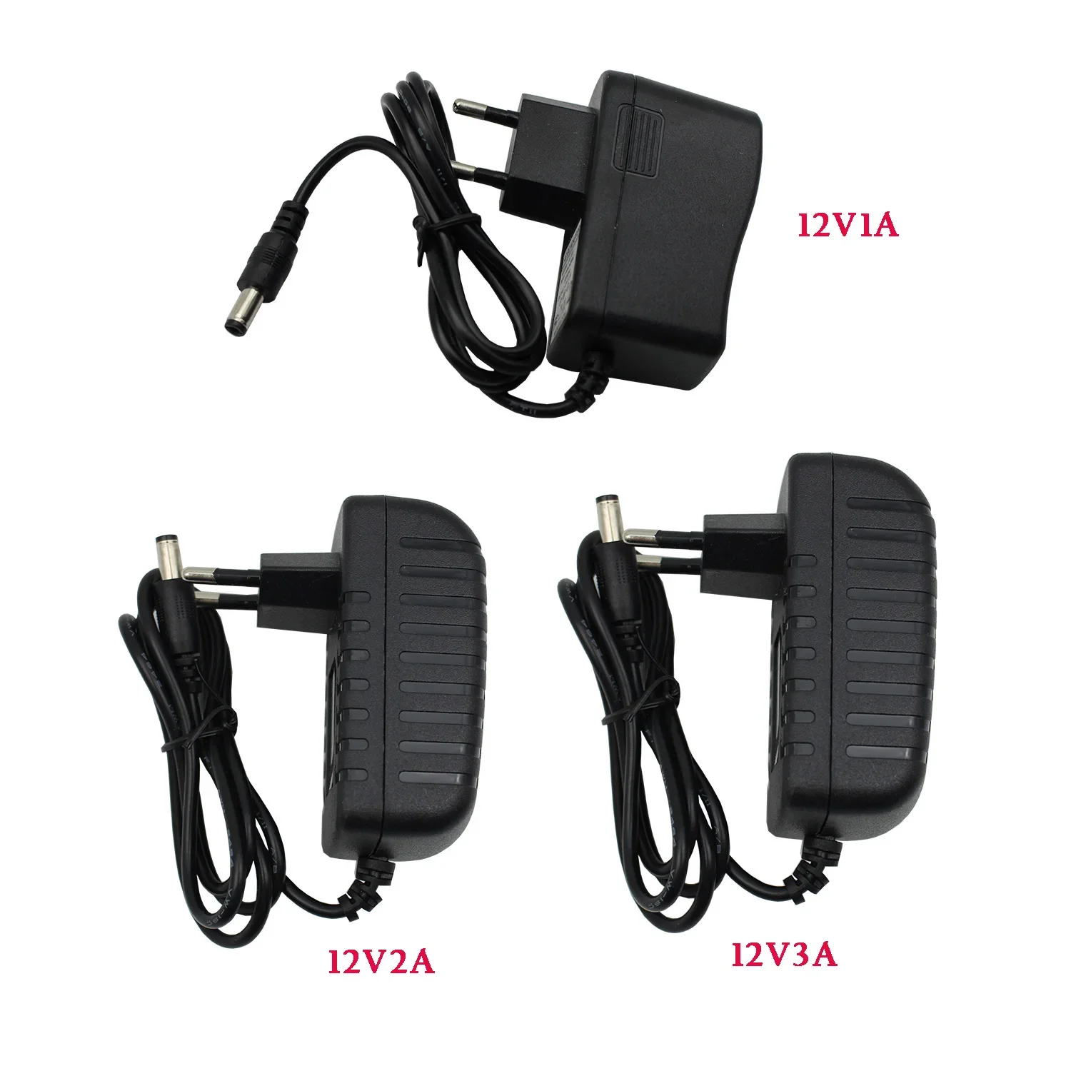 EU US 플러그 전원 어댑터, 충전기 스위칭 전원 공급 장치 컨버터 어댑터, 5.5x2.5mm 커넥터, DC12V 1A 2A 12W 24W 3A 36W 