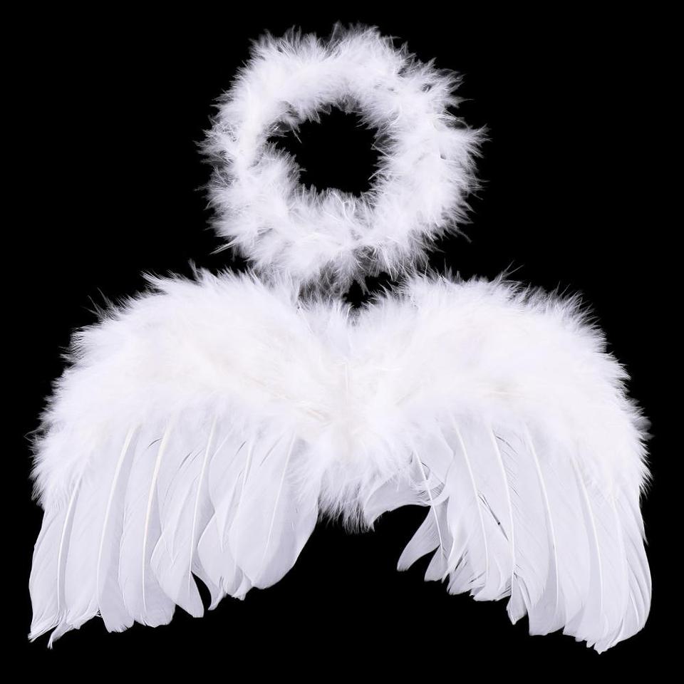 1 Set Baby Kids Lovely White Feather Angel Wings with Headband Headwear for Infant Newborn Birthday Party Costume Photo Prop Kit