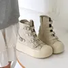 2024 Belt Buckle Woman Platform Sneakers Shoes Female Retro Punk High-top Casual Shoes Canvas Shoes Ladies Fashion Cloth Shoes 1