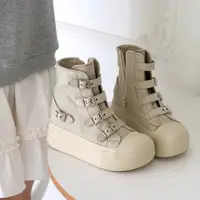 2024 Belt Buckle Woman Platform Sneakers Shoes Female Retro Punk High-top Casual Shoes Canvas Shoes Ladies Fashion Cloth Shoes 1