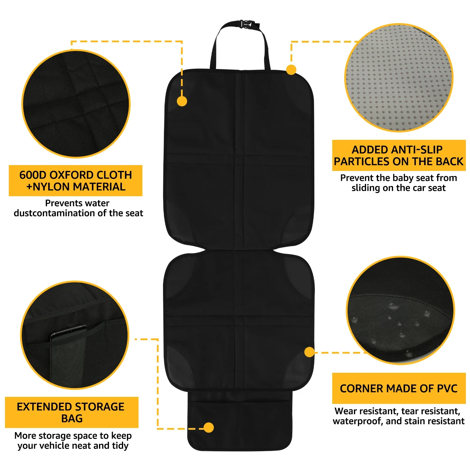Child Safety Seat Protector Anti-Slip Wearproof Mat Waterproof Car Seat Protective Cover for Baby Kid Protection Cushion