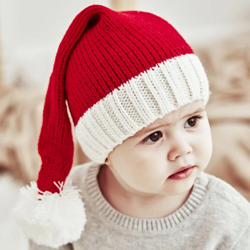Description Picture 6 of itemCute Adult Kids Soft Beanie Santa Hat Christmas Knitted Hat New Year Party Kids Gift Navidad Noel Xmas Decoration 2022