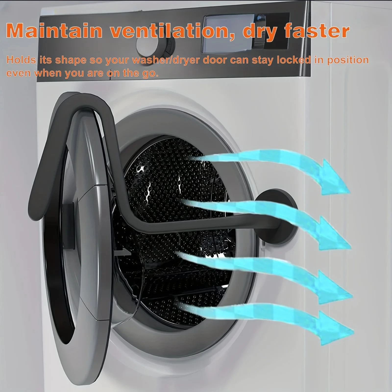 Magnetic Washer Door Prop-Stabilizer for Front Load Machines-Easy-Install, Flex Design-Fits Most Washers & RV Laundry Doors