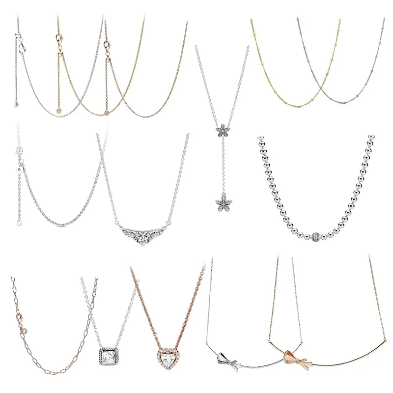 1005 Sterling Silver Classic Collection Sparkle Pendant Basic Adjustable DIY necklace for beautiful gifts of women's jewelry