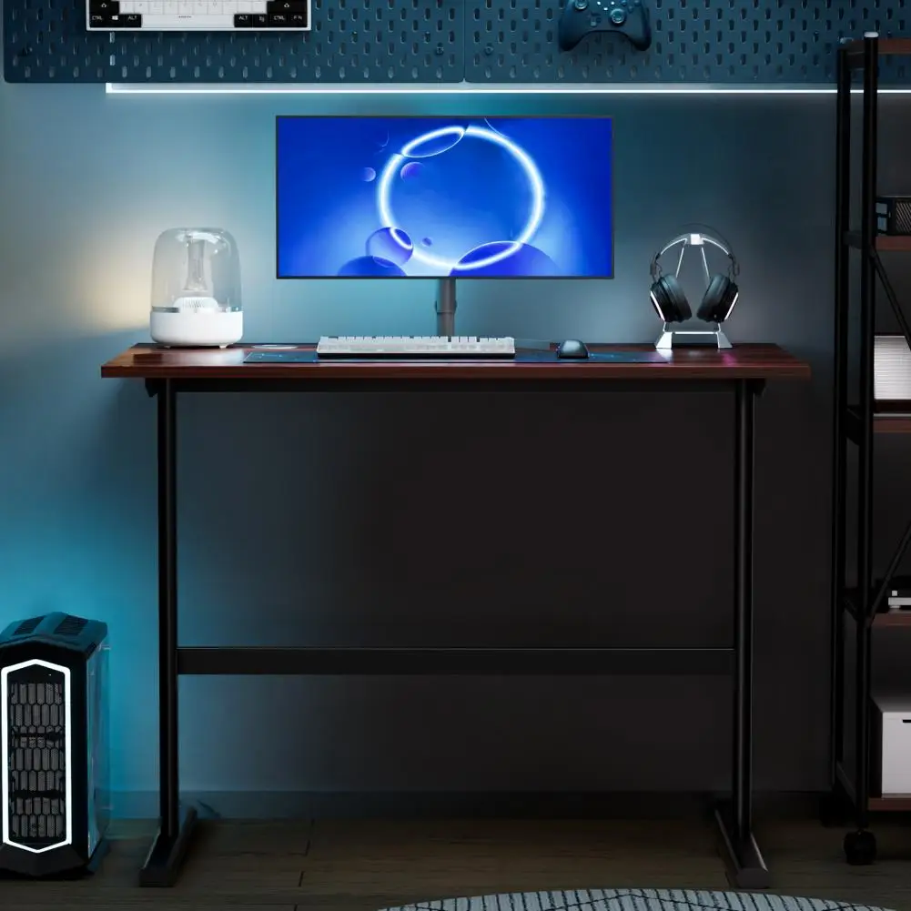 Computer Desk Spacious Desktop I-shaped Metal Frame Study Desk Thickened Artificial Board Rounded Corner Desk Home Furniture 5