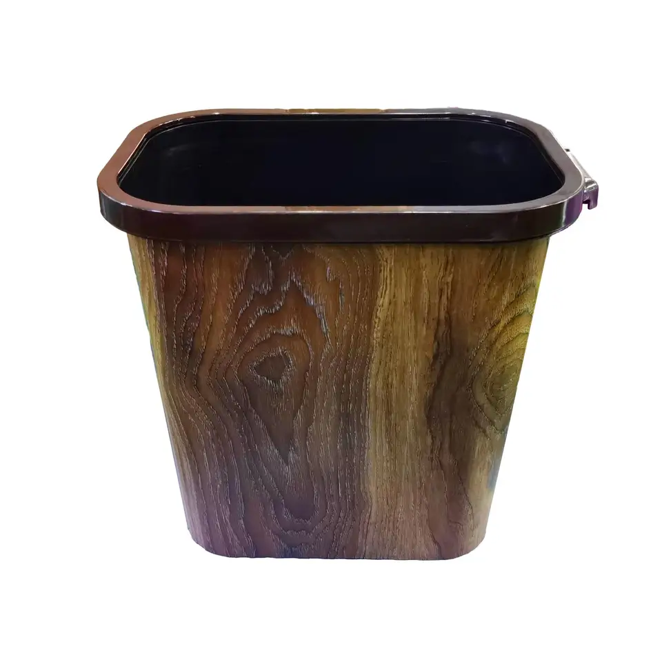 Cubo De Basura Pequeño Imitación Madera - Con Tapa Abatible, Retro, Ideal Para Dormitorio, Baño O Cocina, 22x22x26.8 Cm