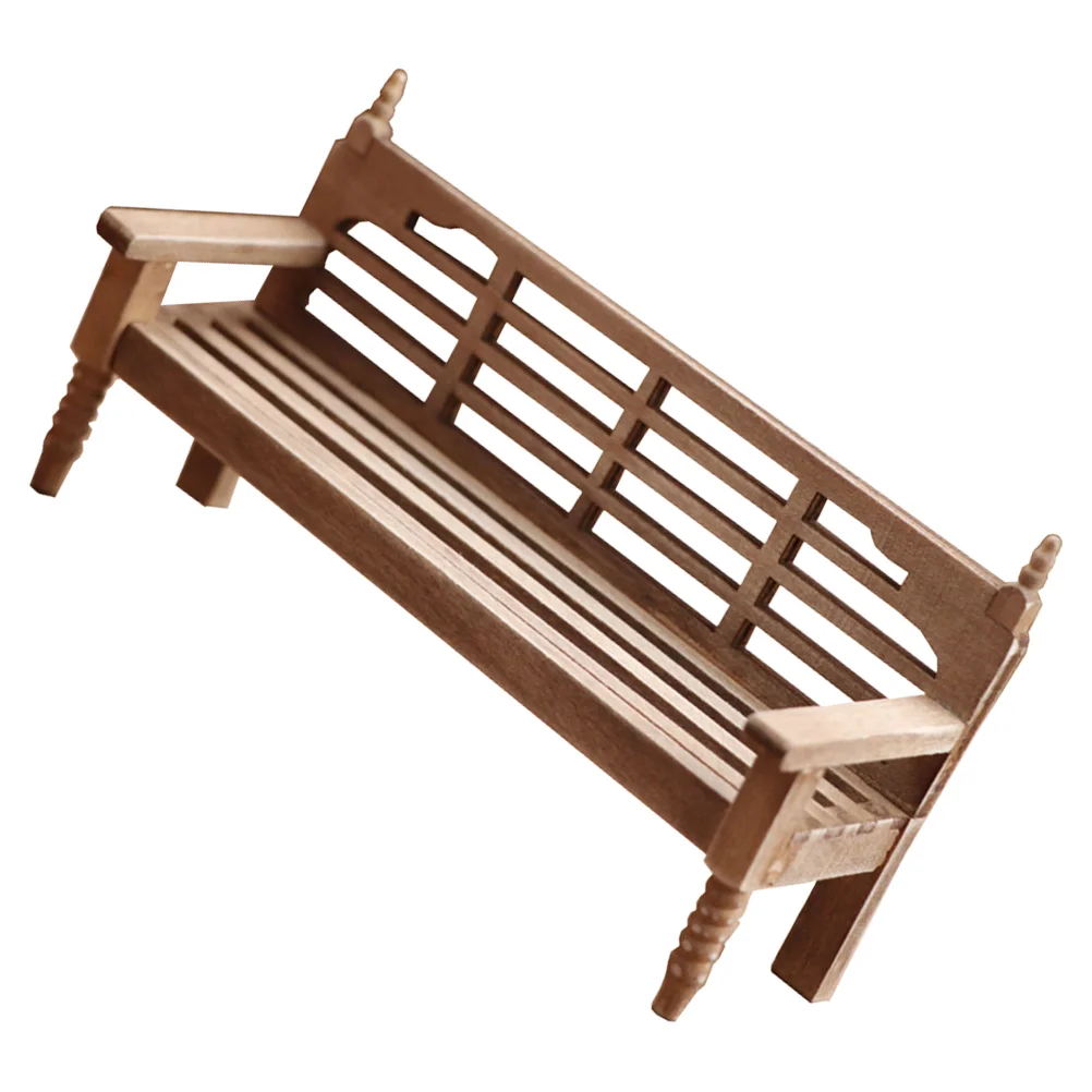 

Outdoor Bench Photo Prop Mini Garden Model Miniature Furniture Decor Adorn House Decoration Realistic Wood Adornment