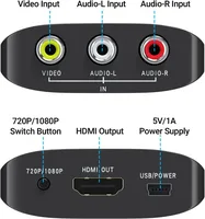 HD 1080P AV to HDMI RCA To HDMI Composite Adapter Converter With USB Cable CVBS AV Adapter For N64 Wii PS1/2/3 Xbox One SNES etc - Image 3